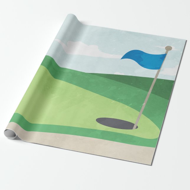 Hole in One Birthday Wrapping Paper, Golf Paper (Unrolled)
