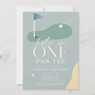 Hole in One Boy 1st Birthday Golf Par-Tee Invitation