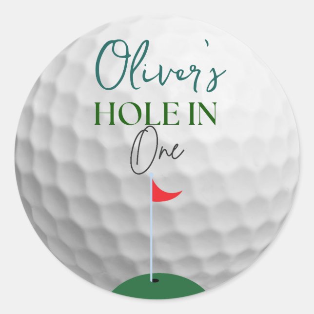Hole in one boy first birthday  classic round sticker (Front)