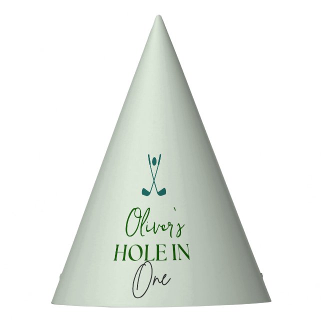 Hole in one boy first birthday  party hat (Front)