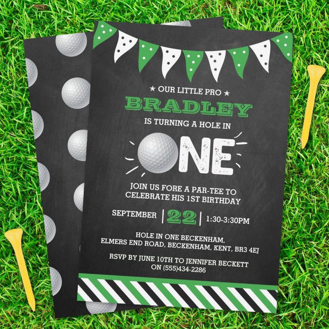 Hole In One Boys Golf 1st Birthday Par-tee Invitation (Creator Uploaded)