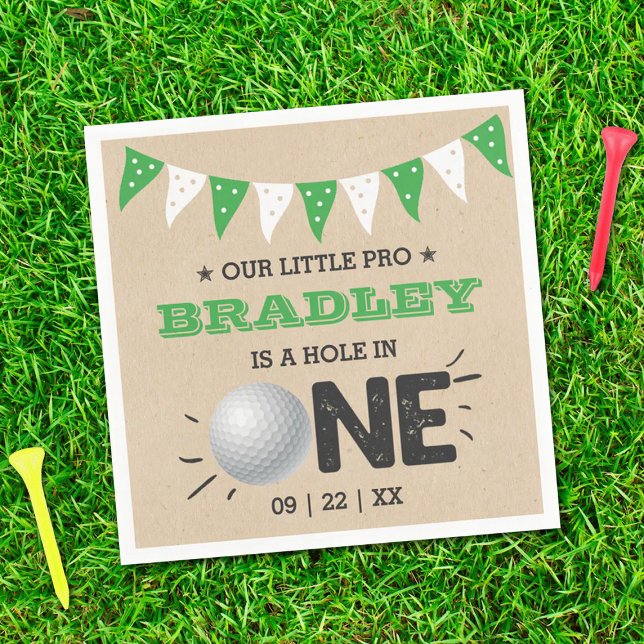 Hole In One Boys Golf 1st Birthday Par-tee Napkin (Creator Uploaded)