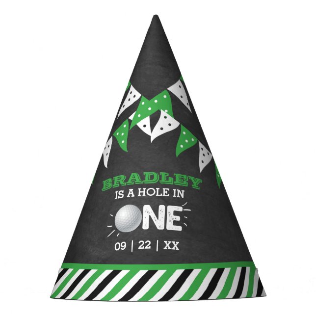 Hole In One Boys Golf 1st Birthday Par-tee Party Hat (Front)