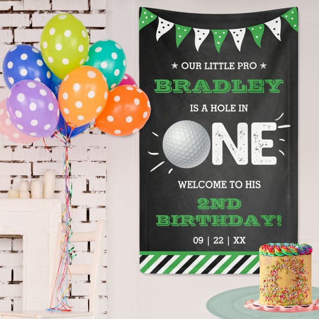 Hole In One Boys Golf 1st Birthday Par-tee Welcome Banner (Creator Uploaded)