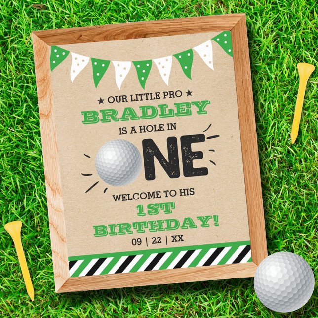 Hole In One Boys Golf 1st Birthday Par-tee Welcome Poster (Creator Uploaded)