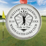 Hole in One Classic Personalised Golf Metal Tree Decoration<br><div class="desc">Featuring an aged stamp effect classic retro design. Personalize the name,  location hole number and date to create a great golf keepsake to celebrate that fantastic hole in one. Designed by Thisisnotme©</div>