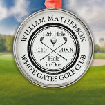 Hole in One Classic Personalised Golf Metal Tree Decoration<br><div class="desc">Personalise the name,  location hole number and date to create a great golf keepsake to celebrate that fantastic hole in one. Designed by Thisisnotme©</div>