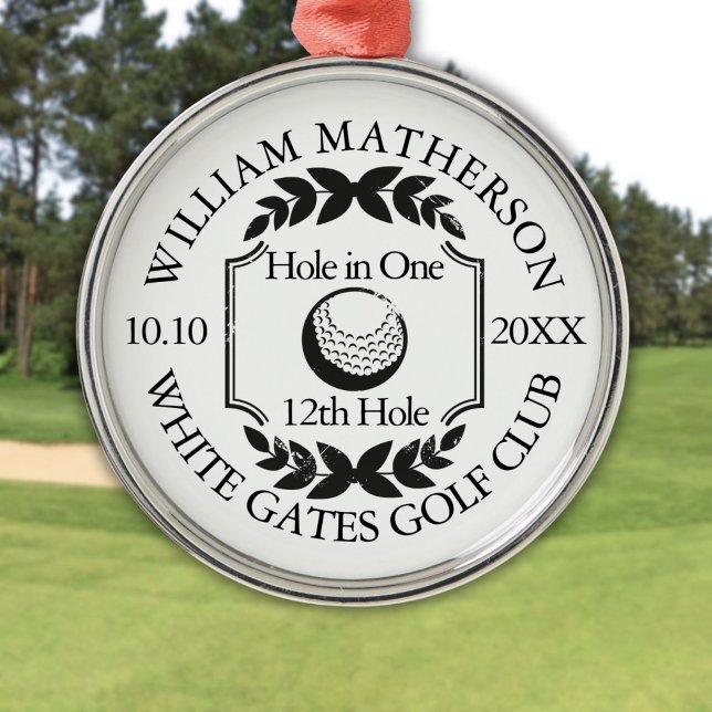 Hole in One Classic Personalised Golf Metal Tree Decoration (Hole in One Classic Personalized Golf Metal Ornament)
