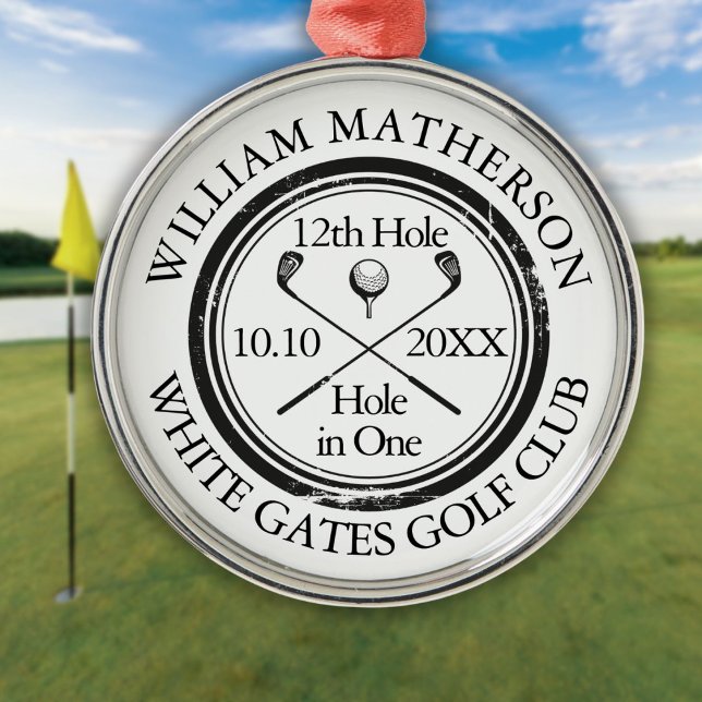 Hole in One Classic Personalised Golf Metal Tree Decoration (Hole in One Classic Personalized Golf Metal Ornament)
