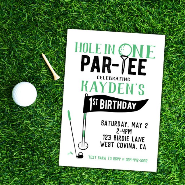 Hole in One Doodle Golf First Birthday Invitation (Creator Uploaded)