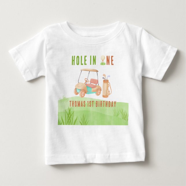 Hole In One First Birthday Party Baby T-Shirt (Front)