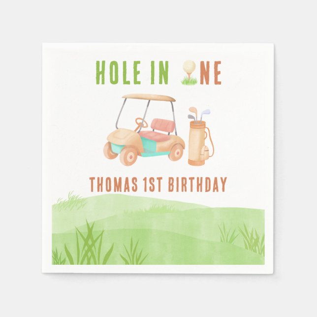 Hole In One First Birthday Party Napkin (Front)