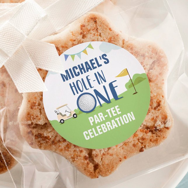 Hole in one first birthday sticker in blue (Creator Uploaded)