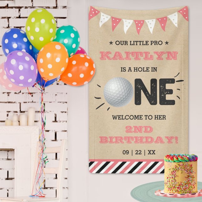 Hole In One Girls Golf 1st Birthday Par-tee Banner (Creator Uploaded)