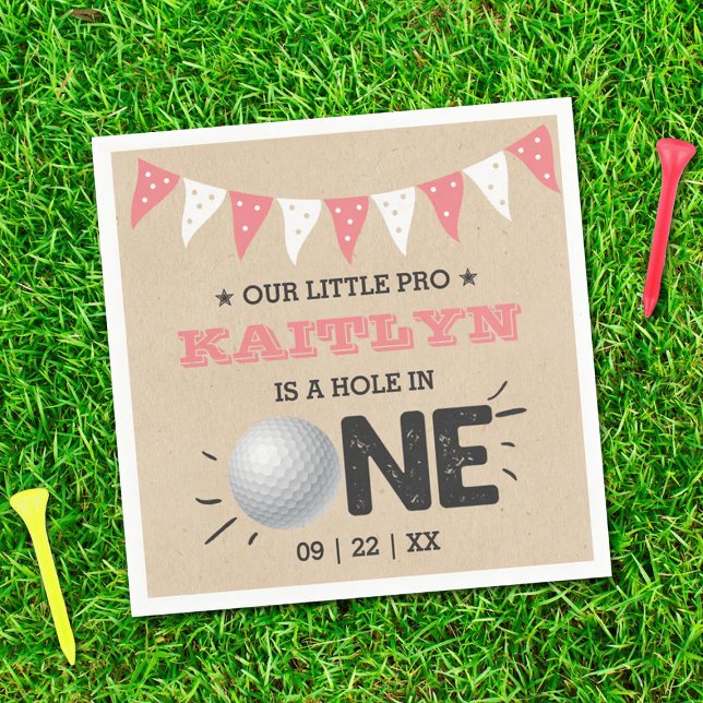 Hole In One Girls Golf 1st Birthday Par-tee Napkin (Creator Uploaded)