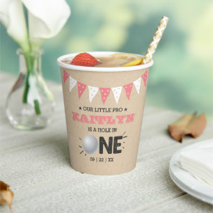 Hole In One Girls Golf 1st Birthday Par-tee Paper Cups
