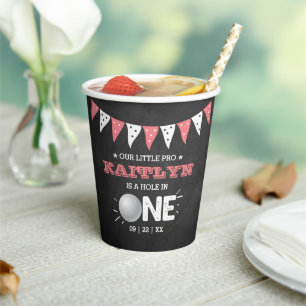 Hole In One Girls Golf 1st Birthday Par-tee Paper Cups