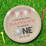 Hole In One Girls Golf 1st Birthday Par-tee Paper Plate<br><div class="desc">Celebrate in style with these trendy 1st birthday party paper plates. The design is easy to personalise with your own wording and your family and friends will be thrilled when they see these fabulous party plates. Matching party items can be found in the collection.</div>