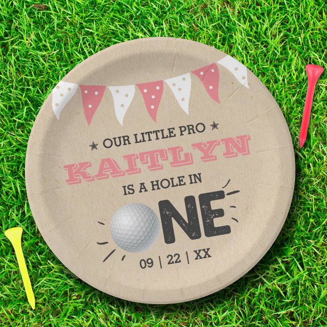 Hole In One Girls Golf 1st Birthday Par-tee Paper Plate (Creator Uploaded)