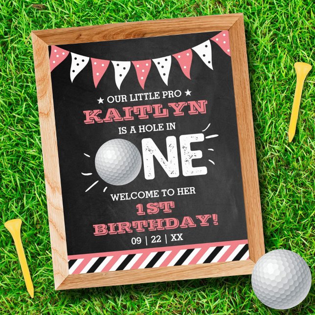 Hole In One Girls Golf 1st Birthday Par-tee Poster (Creator Uploaded)