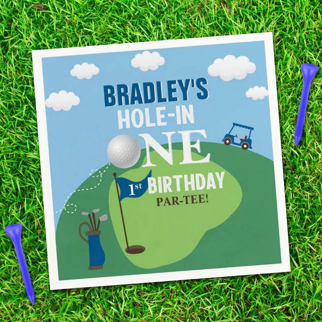 Hole In One Golf 1st Birthday Napkin (Creator Uploaded)