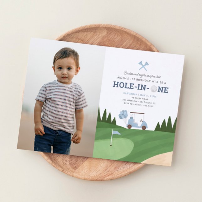 Hole in One Golf 1st Birthday Photo Invitation (Creator Uploaded)