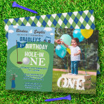 Hole In One Golf 1st Birthday Photo Invitation<br><div class="desc">Celebrate in style with these golf themed 1st birthday invitations. This design is easy to personalise with your special event wording and your guests will be thrilled when they receive these fabulous invites.</div>