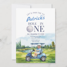 Hole In One Golf 1st Birthday Photo Invitation