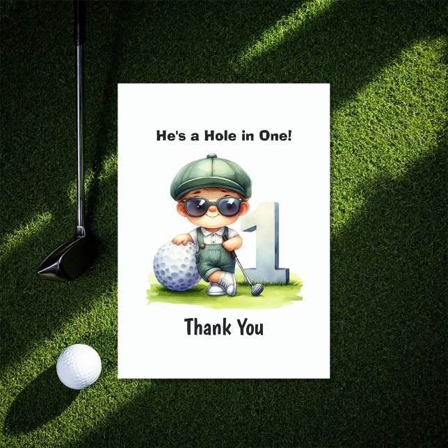 Hole in One Golf 1st Birthday Thank You Card (Hole in One Golf 1st Birthday Thank You Card)