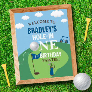 Hole In One Golf 1st Birthday Welcome Sign