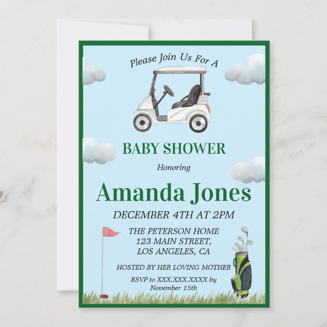 Hole In One Golf Baby Shower Invitation (Front)