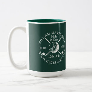Hole in One Golf Ball And Clubs Custom Emerald Two-Tone Coffee Mug