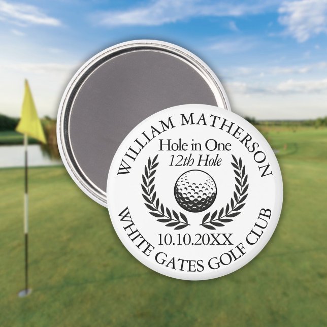 Hole in One Golf Ball And Wreath Personalised Magnet (Hole in One Golf Ball And Wreath Personalized Magnet)