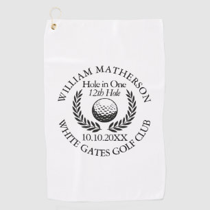 Hole in One Golf Ball And Wreath Personalised Towel
