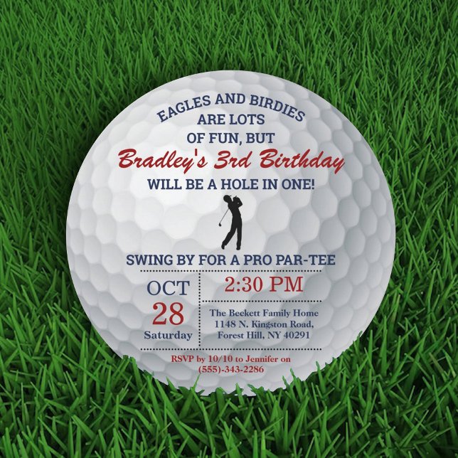 Hole In One Golf Ball PAR-TEE Any Age Birthday Invitation (Creator Uploaded)