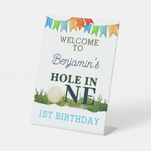 Hole in One Golf Birthday Par-Tee 1st Birthday Pedestal Sign