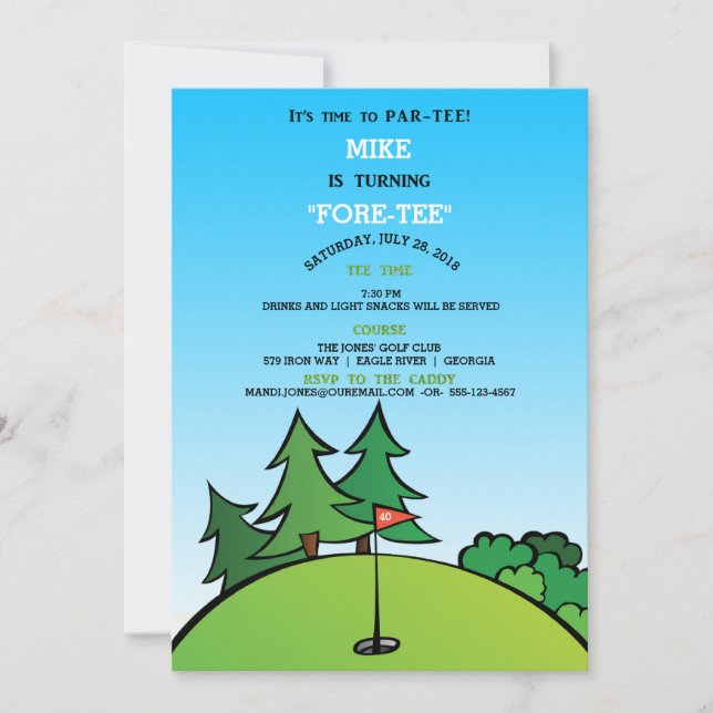 Hole in One Golf Birthday Party Invitation (Front)