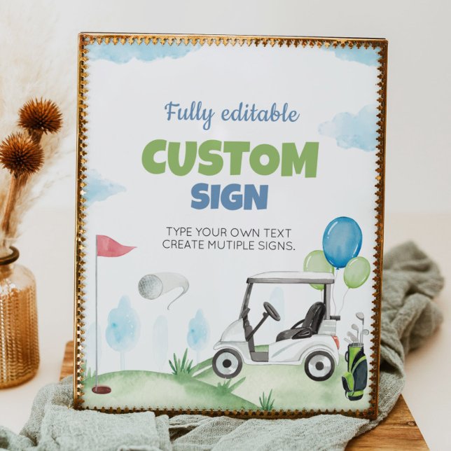 Hole In One Golf Birthday Party Table Sign (Creator Uploaded)