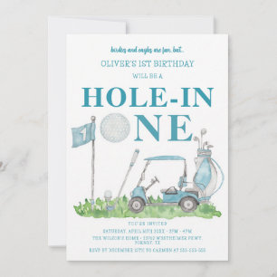 Hole In One Golf Boy 1st Birthday Invitation