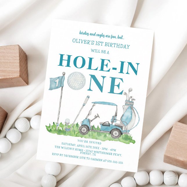 Hole In One Golf Boy 1st Birthday Invitation (Creator Uploaded)