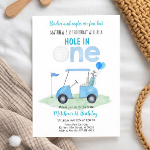 Hole in One Golf Boy 1st Birthday Invitation