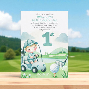 Hole in One Golf Boy 1st Birthday Par-Tee Invitation