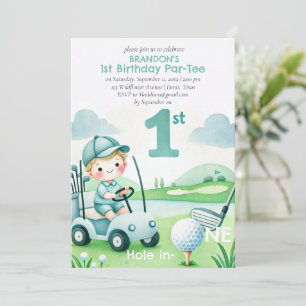 Hole in One Golf Boy 1st Birthday Par-Tee Invitation