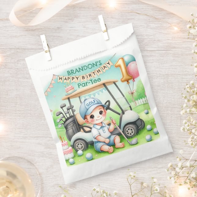 Hole in One Golf Boy 1st Par-tee Birthday Favour Bags (Clipped)