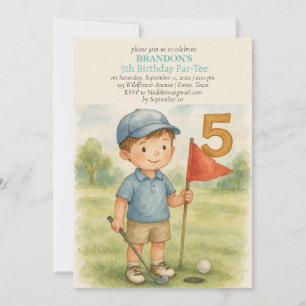 Hole in One Golf Boy 5th Birthday Par-Tee Invitation