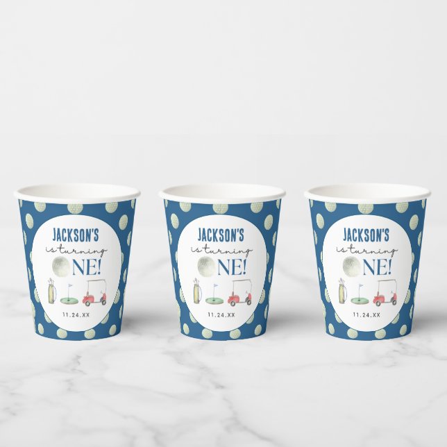 Hole In One Golf Boy Birthday Paper Cups (Multi)