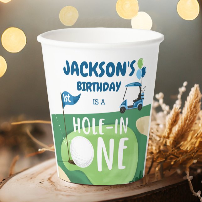 Hole In One Golf Boy First Birthday Par-Tee Paper Cups (Creator Uploaded)