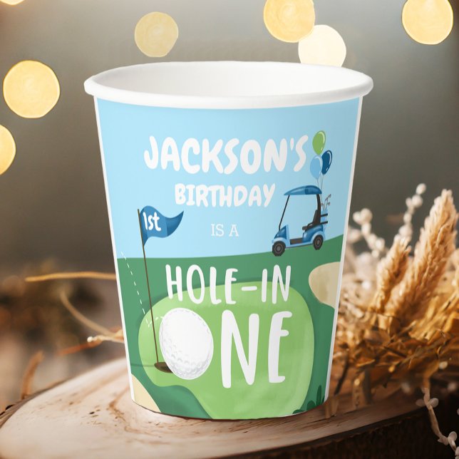 Hole In One Golf Boy First Birthday Par-Tee Paper Cups (Creator Uploaded)