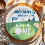 Hole In One Golf Boy First Birthday Par-Tee Paper Plate<br><div class="desc">♥Fun paper plates for your little ones birthday party! ★ Easily PERSONALIZE this design with your details! ★ If you need coordinating MATCHING ITEMS, please check our matching collection or shop. Do you have any questions about our designs or if you can't find what you are looking for, please contact...</div>
