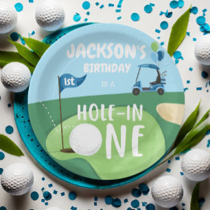 Hole In One Golf Boy First Birthday Par-Tee Paper Plate